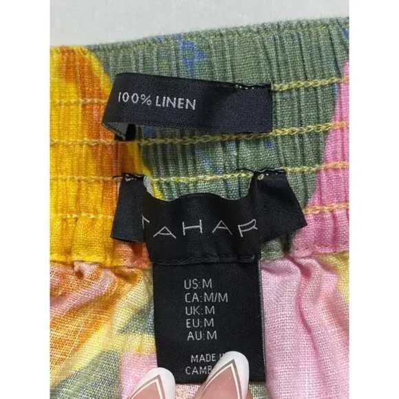 Tahari Linen Tropical Wide Leg Palazzo Pants Size Medium Pockets Ankle Cropped - Picture 4 of 7